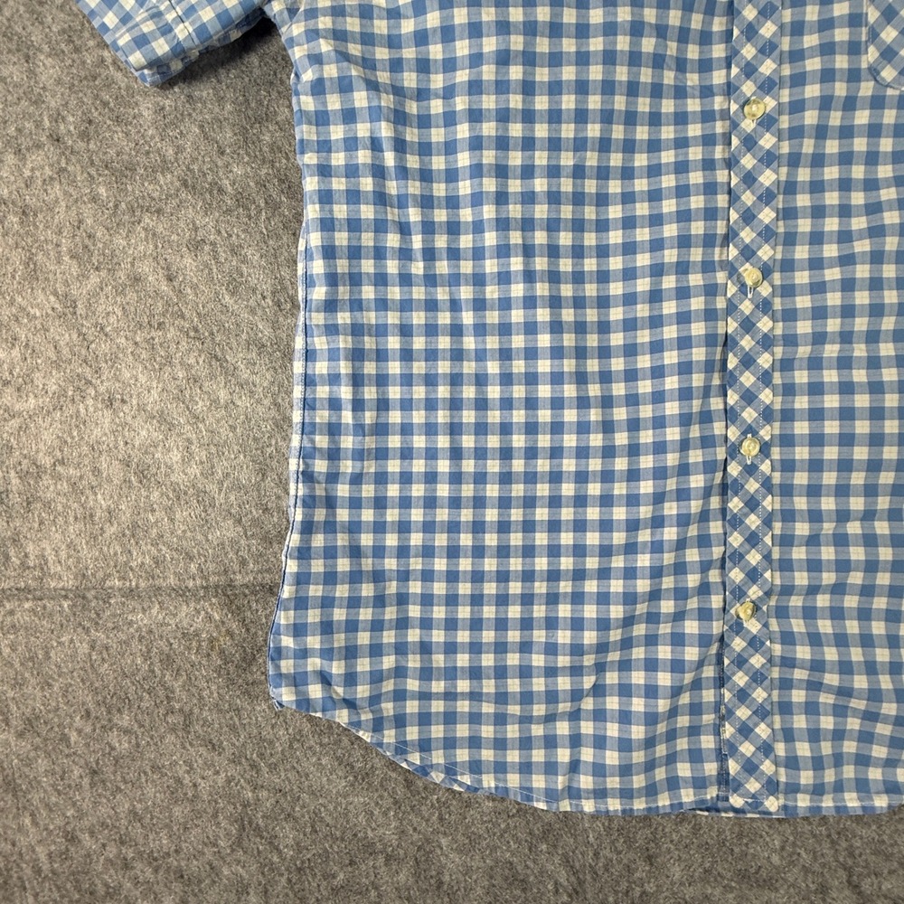 Lacoste Button Shirt Mens 40 Blue Gingham PLaid Slim Fit Short Sleeve Cotton - Picture 4 of 8